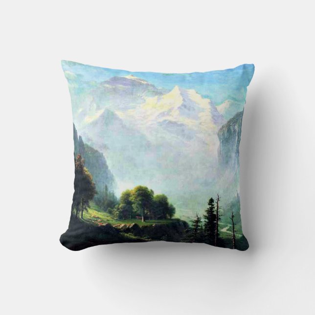 Staubbach Falls near Lauterbrunnen Switzerland Throw Pillow (Front)