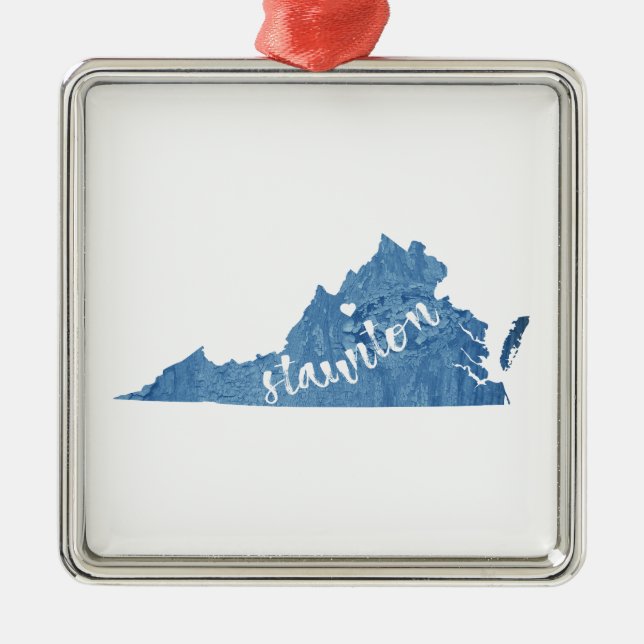 Staunton Virginia Wood Grain Metal Ornament (Front)