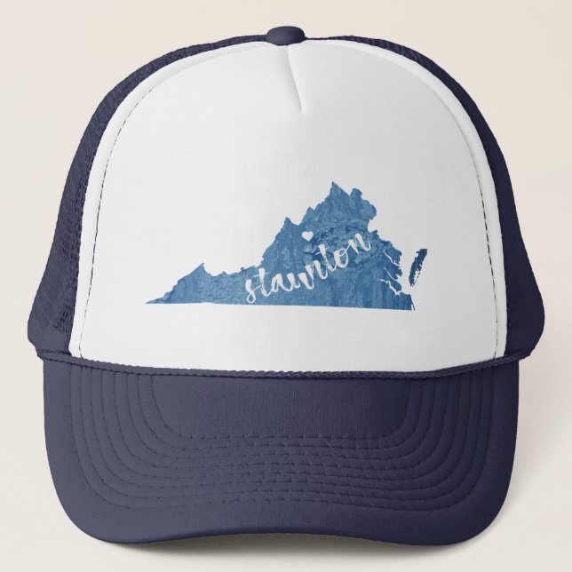 Staunton Virginia Wood Grain Trucker Hat (Front)