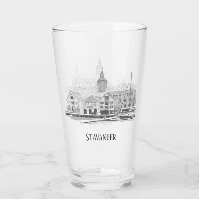Stavanger Norway Beautiful Streetscape Beer Glass (Front)