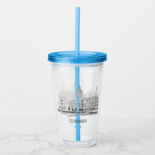 Stavanger Norway Beautiful Streetscape Drawing Acrylic Tumbler