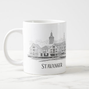 Stavanger Norway Beautiful Streetscape Drawing Giant Coffee Mug
