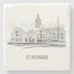 Stavanger Norway Beautiful Streetscape Drawing Stone Coaster