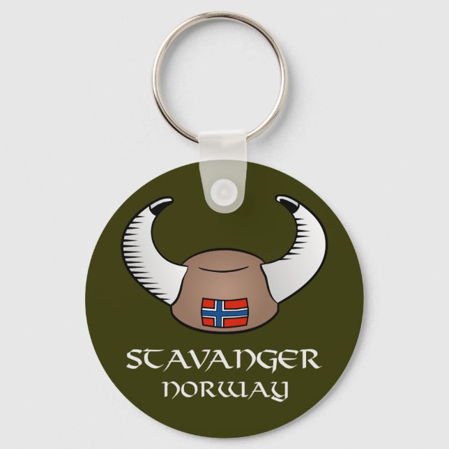 Stavanger Norway Viking Hat Keychain (Front)