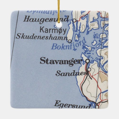 Stavanger Norway Vintage Map Ceramic Ornament