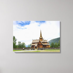 Stave church in Lom, Norway canvas print