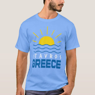 Stavros Greece Sunshine And Sea Men's Blue T-Shirt