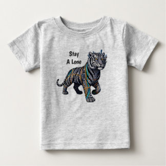 Stay A Lone Ornate Tribal Tiger Grey Baby Tee