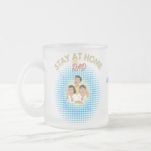 Stay At Home Dad With Kids Family Head Frosted Glass Coffee Mug