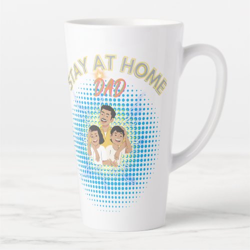 Stay At Home Dad With Kids Family Head Latte Mug