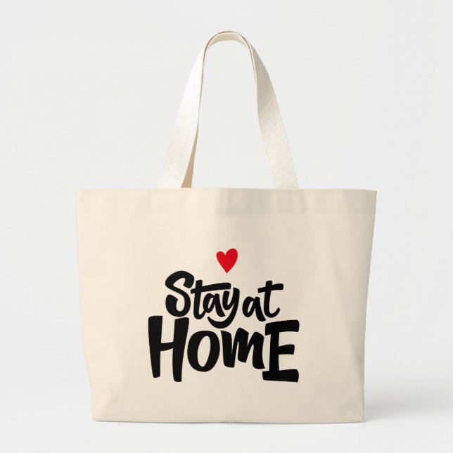 Stay At Home Heart Large Tote Bag (Front)