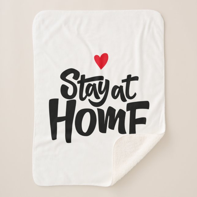 Stay At Home Heart Sherpa Blanket (Front)