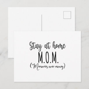 Stay At Home Mom Memories Over Money Postcard