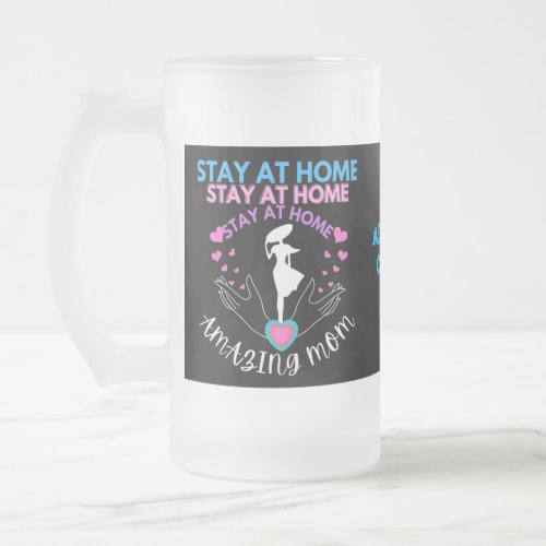 Stay At Home Mom Mother Wife Black Modern Classic Frosted Glass Beer Mug