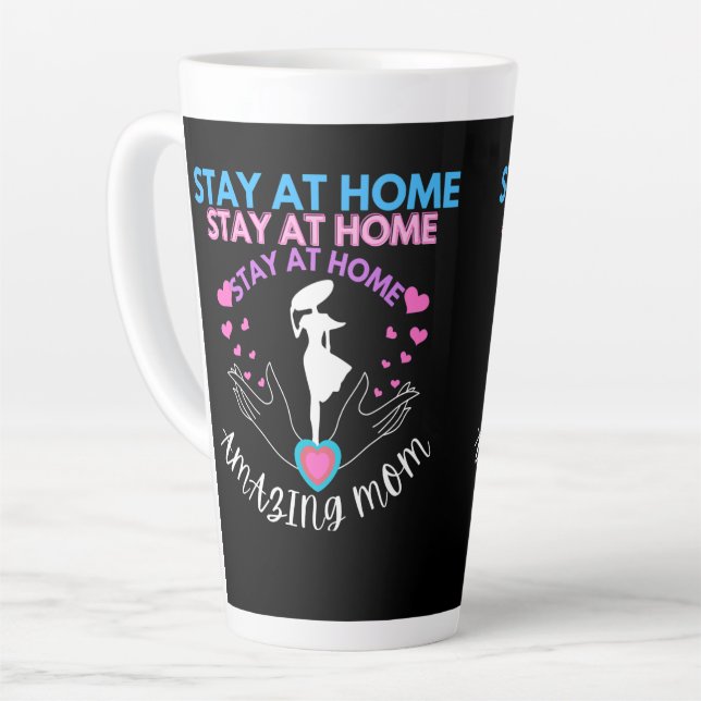 Stay At Home Mom Mother Wife Black Modern Classic Latte Mug (Left Angle)