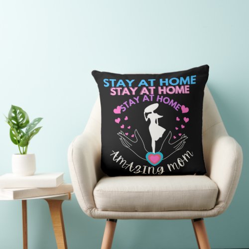 Stay At Home Mom Mother Wife Black Modern Classic Throw Pillow
