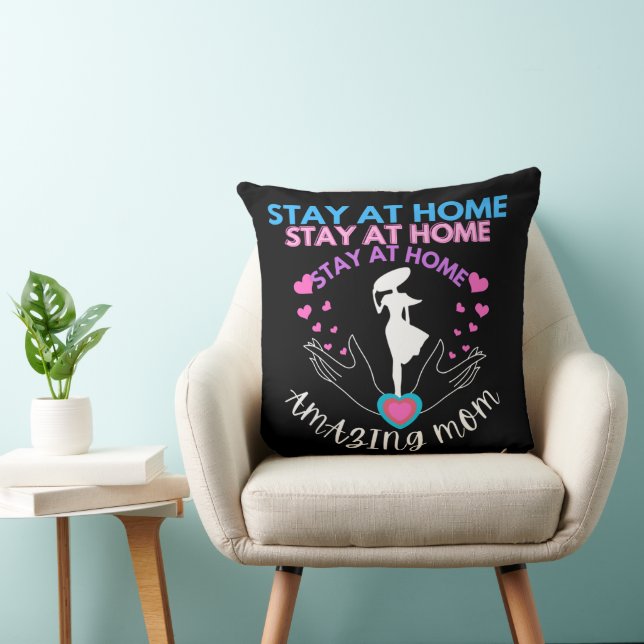 Stay At Home Mom Mother Wife Black Modern Classic Throw Pillow (Chair)