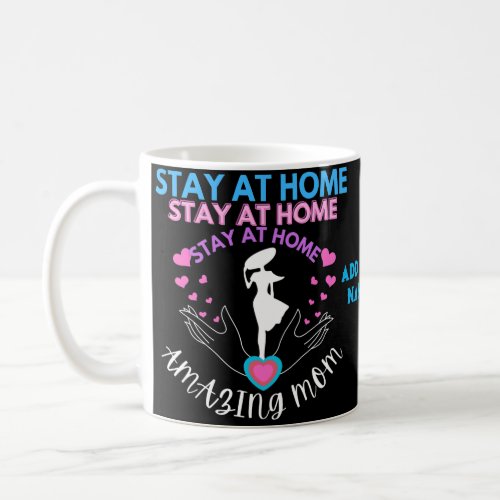 Stay At Home Mom Pink  Blue Silhouette Woman Chic Coffee Mug