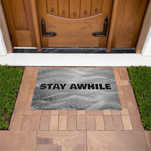 Stay Awhile Brushed Metal Abstract Doormat (Outdoor)