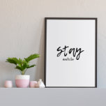 Stay Awhile Faux Canvas Print<br><div class="desc">This faux canvas print features the text "stay awhile" in black, on a white background with black edges. This minimalist design showcases a combination of retro typewriter and trendy script fonts. Whether you choose to display this print by itself or in combination with our coordinating "be our guest" print, it's...</div>