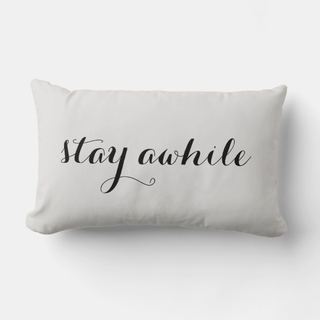 Stay Awhile Gray Throw Pillow (Front)