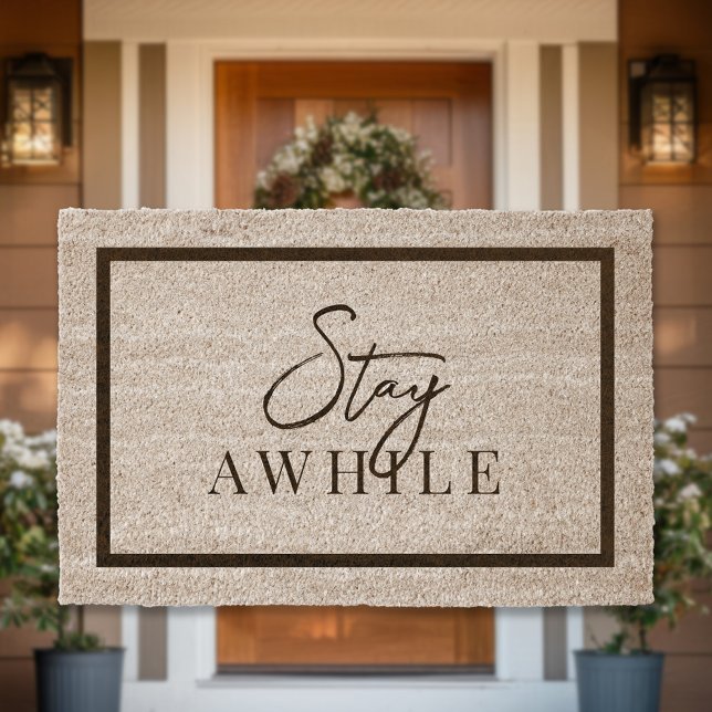 Stay Awhile | Modern Minimalist Fiber Doormat (Creator Uploaded)