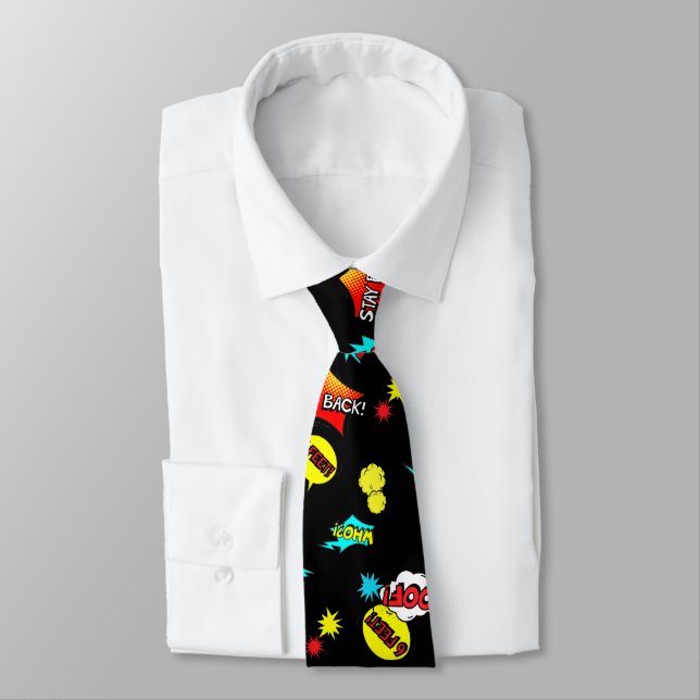 Stay Back! 2020 Keepsake Comic Super Hero Black Neck Tie (Tied)