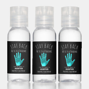 Stay Back Funny Quote Turquoise Hand Personalized Sanitizer