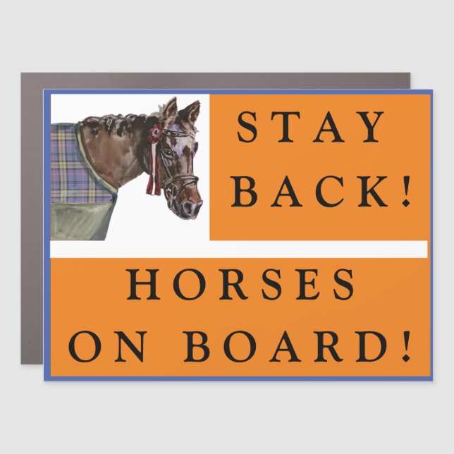 stay back horse trailer  car magnet (Front)