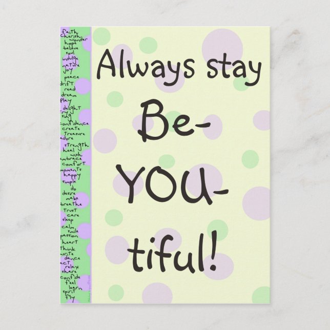 Stay Be-YOU-tiful! Postcard (Front)