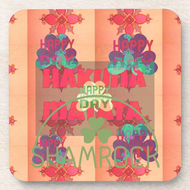 Stay Blessed Happy Saint Patrick's Day Hakuna Mata Drink Coaster (Front)