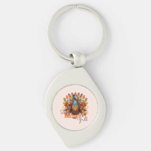 Stay Blessed Y'all with Colorful Turkey  Keychain