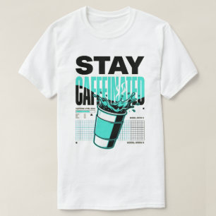 Stay Caffeinated Neon Punk Cyan Coffee Cup T-Shirt