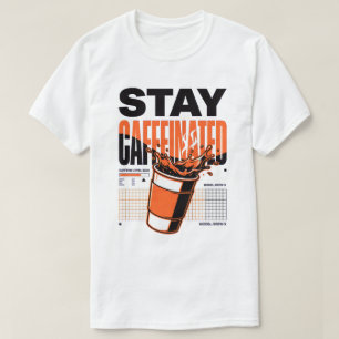 Stay Caffeinated Neon Punk Orange Coffee Cup T-Shirt
