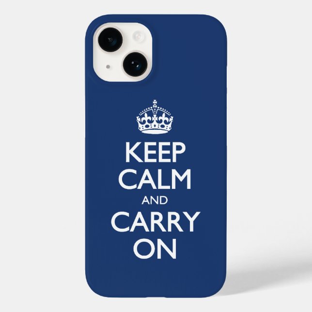 Stay Calm and Carry On with this Cobalt Blue Case-Mate iPhone Case (Back)