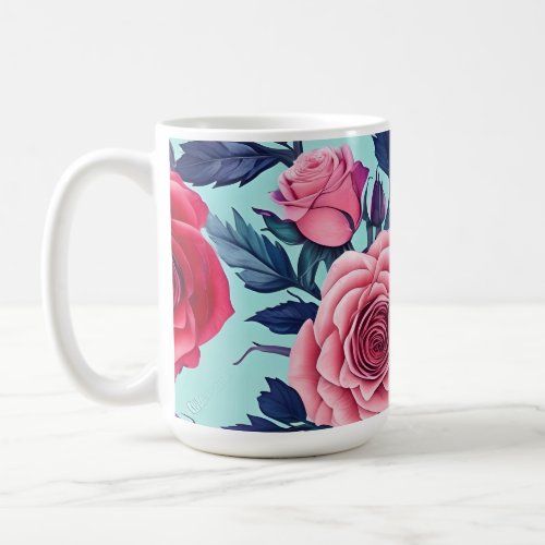 Stay calm and relaxed with our rose pattern coffee mug