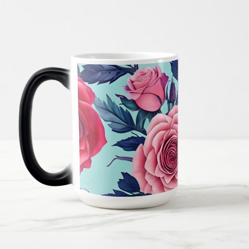 Stay calm and relaxed with our rose pattern magic mug