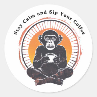 Stay Calm and Sip Your Coffee Design Classic Round Sticker