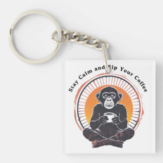 Stay Calm and Sip Your Coffee Design  Keychain