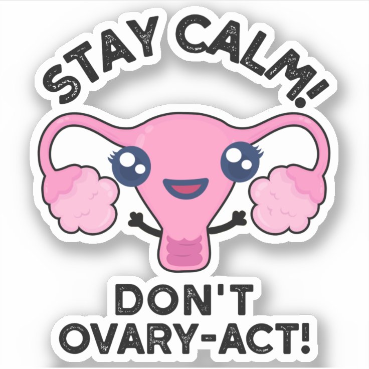 Stay Calm Dont Ovary Act Funny Anatomy Pun Sticker Zazzle 