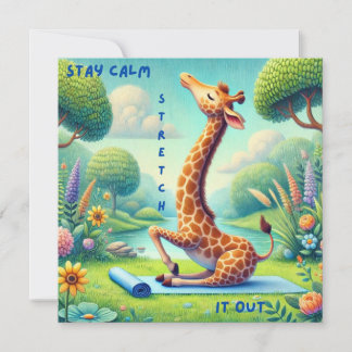 Stay Calm Giraffe Yoga Flat Card