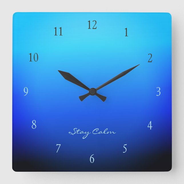 Stay Calm Ocean Gradient Square Wall Clock (Front)
