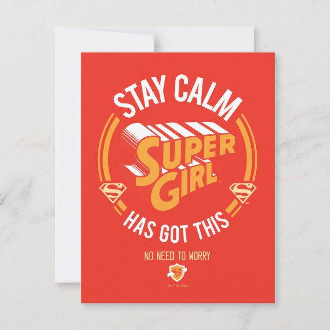 Stay Calm Supergirl Has Got This Note Card (Front)