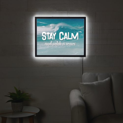 Stay Calm Text with Ocean Wave LED Sign