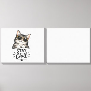Stay Chill Cat Sunglasses – Cool Cat Lover Design Canvas Photo Tile