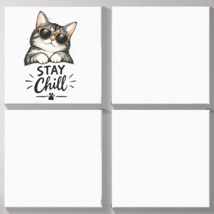 Stay Chill Cat Sunglasses – Cool Cat Lover Design Canvas Photo Tile