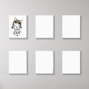 Stay Chill Cat Sunglasses – Cool Cat Lover Design Canvas Photo Tile