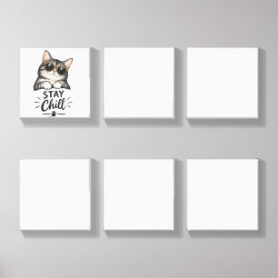 Stay Chill Cat Sunglasses – Cool Cat Lover Design Canvas Photo Tile