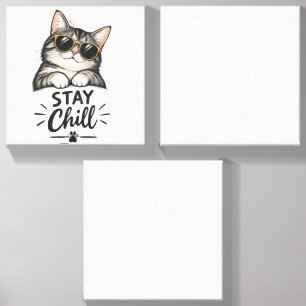Stay Chill Cat Sunglasses – Cool Cat Lover Design Canvas Photo Tile