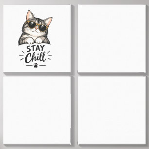 Stay Chill Cat Sunglasses – Cool Cat Lover Design Canvas Photo Tile